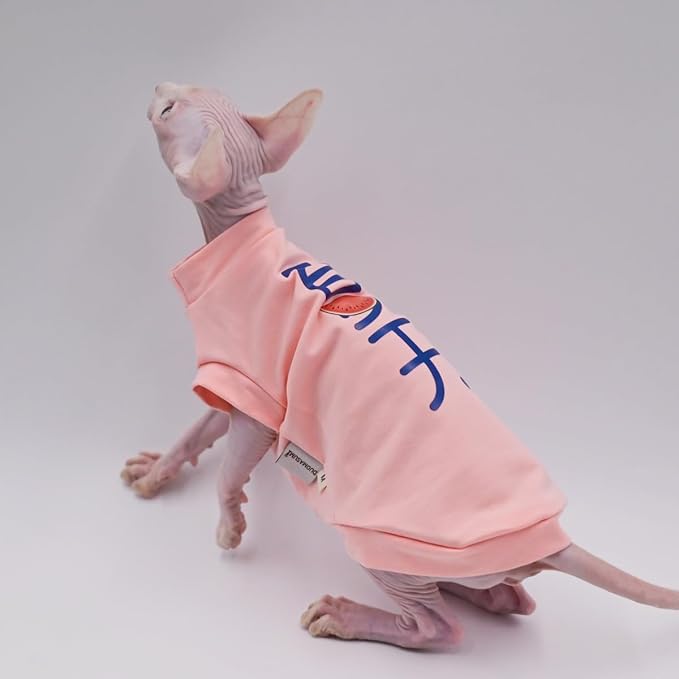 Cotton Sphynx Cat Clothes Spring and Summer Thin High Stretch Hairless Cat Clothes for Devon Rex, Konish Clothes Cat Apparel for Small Cats and Dogs… (Pink, X-Small)