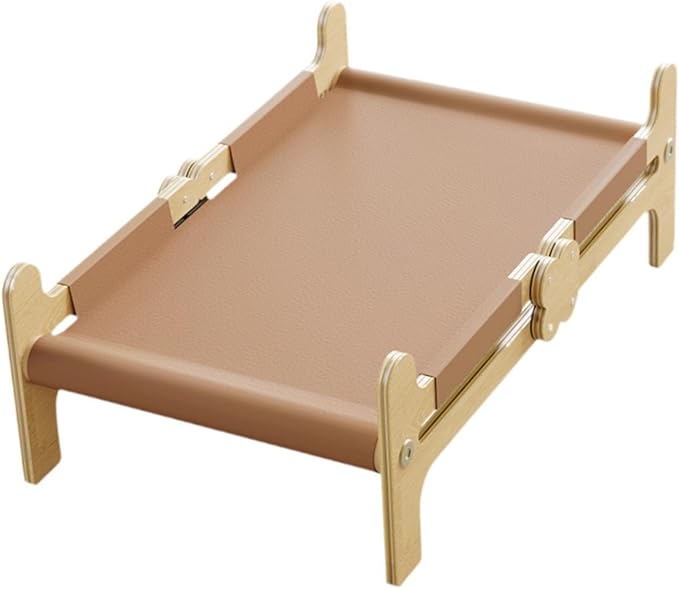 Cat Wooden Hammock Bed Sleeping Elevated Soft Supplies Breathable Couch Pet Furniture Cat Dog Bed for Indoor Cats Puppy Pet, Brown