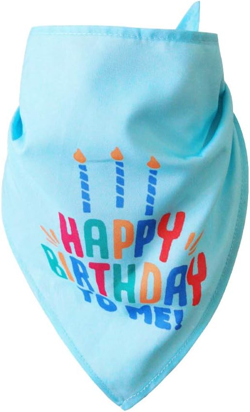 Cat Happy Birthday Cake Hat & Bandana Scarfs Set with Colorful Candles for Small Animas, Cat Birthday Party Supplies Decorations (Blue)