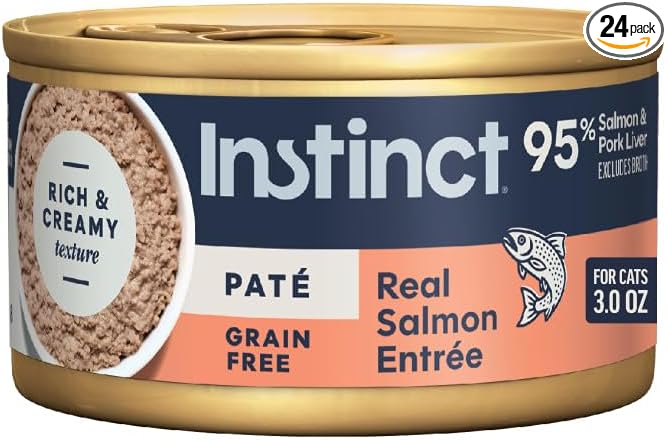 Instinct Pate Entrees, Wet Canned Cat Food, Grain-Free - Real Salmon, 3 oz. Cans (Pack of 24)