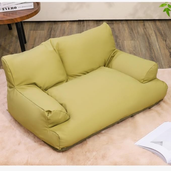 Pet Dog Cat Sofa and Chair PU Leather,Couch Soft Calming Pet Beds for Medium Small Cats and Dogs,Pet Furniture Cat Beds (Green, Medium)