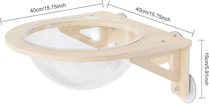 Wall Mounted Cat Bed, Clear Space Capsule for Indoor Cats - 16.5 lbs Capacity Semi-Enclosed Perch for Anxious Cats, Space-Saving Modern Cat Furniture for Apartments