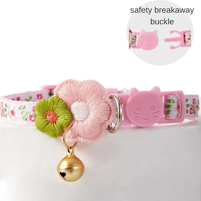 2 Pack Cat Collar Breakaway Cute Colorful Pattern for Cat Boy Girl Adjustable Length Collar with Little Bell Tassel Tribal Bohemian Pattern (2 Pack⎮Blue+Pink)