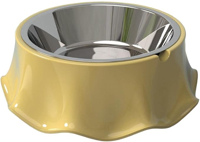 Cat Bowls Indoor Cats Cat Food Bowl Easy Cleaning Anti Over Turning Cat Feeding Bowls Anti Slip Smooth Surface Lightweight for, Yellow