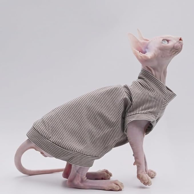 Cotton Sphynx Cat Clothes Spring and Summer Thin High Elasticity Devon Rex, Konish Clothes Hairless Cat Clothes Cat Apparel for Small Cats and Dogs (Grey, X-Large)