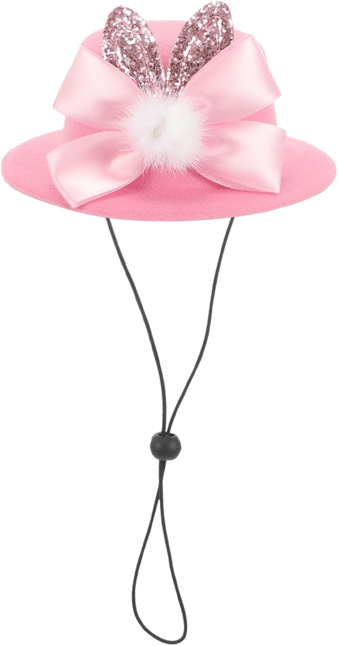 CLISPEED Easter Pet Hat, Adjustable Pink Bunny Ears Cat Dog Costume Cap, Puppy Top Hat for Easter Spring Festival Party, Pet Photography