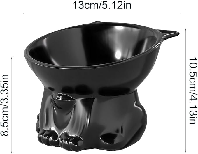 Elevated Cat Food Bowl, Raised and Tilted Water Bowl, Anti Vomiting and Protect Pets' Spines Dishes for Small Dog, Fat Faced Cat, Kitten (Black)
