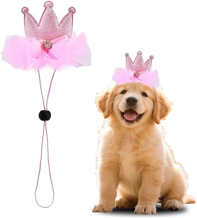 Birthday Girl Hat for Daughter Granddaughter Crown Hat with Lace Happy Birthday Hats for Girls Pink Cap for Pet Dog Cat Bday Hats for Girl Daughter Granddaughter Bday Party Hats for Girls