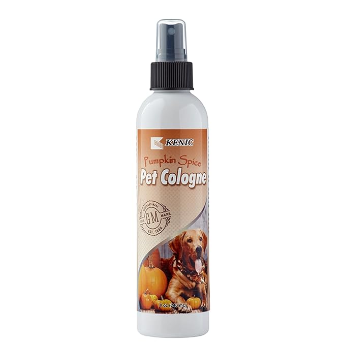 Kenic Pumpkin Spice Pet Cologne, Long Lasting Limited Edition Warm Pumpkin Spice Scented Dog & Cat Deodorizing Spray, Freshens, Neutralizes and Shines Coat Between Baths, Made in USA