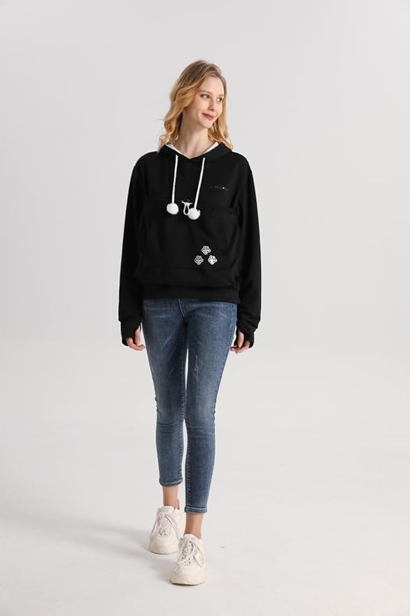 ALYC Unisex Hoodies Pet Holder Cat Dog Large Pouch Carriers Sweatshirt Cat Space Pullover Top