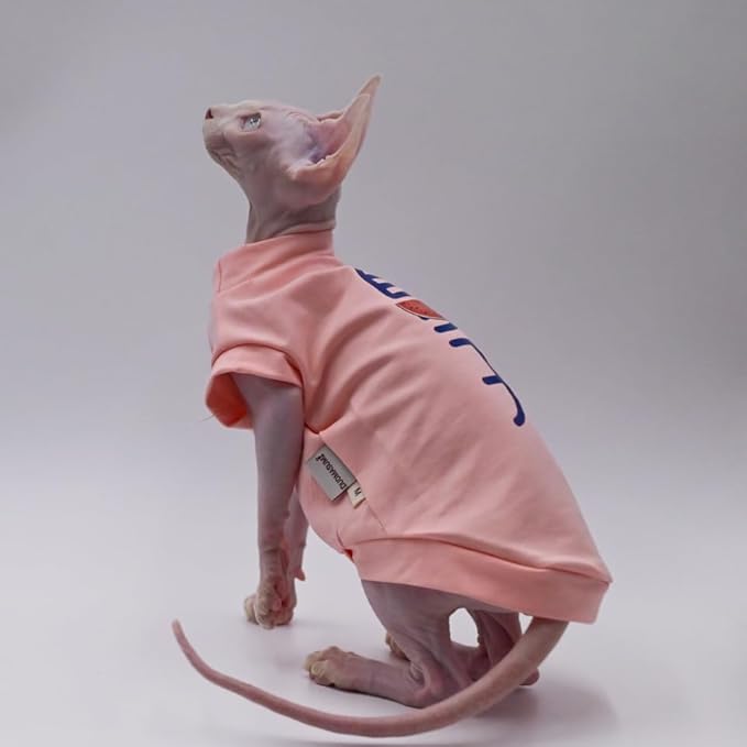 Cotton Sphynx Cat Clothes Spring and Summer Thin High Stretch Hairless Cat Clothes for Devon Rex, Konish Clothes Cat Apparel for Small Cats and Dogs… (Pink, X-Small)