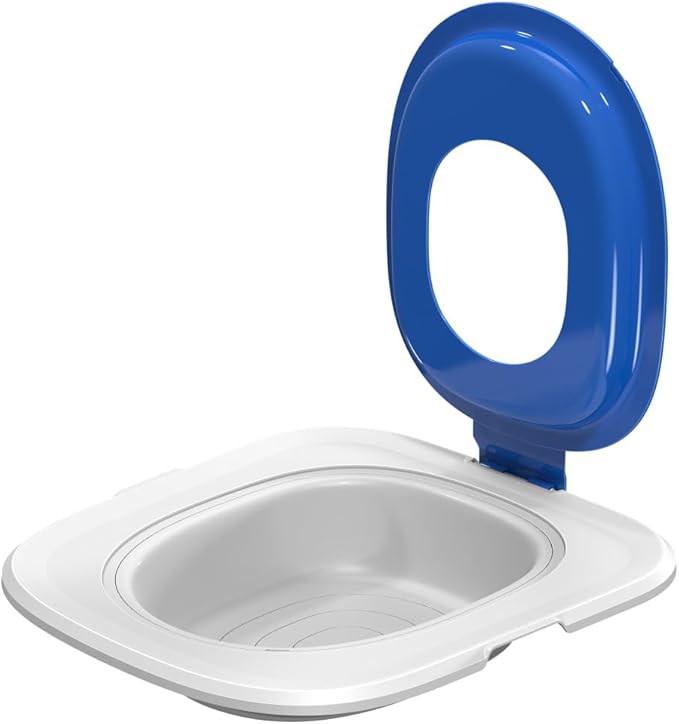Reusable Cat Toilet Training System,Cat Toilet Trainer with 5 Removable Training Components,Easy Clean ABS Cat Training Seat with Stable Outer Frame,Fits Most Standard Toilet Seats,Blue