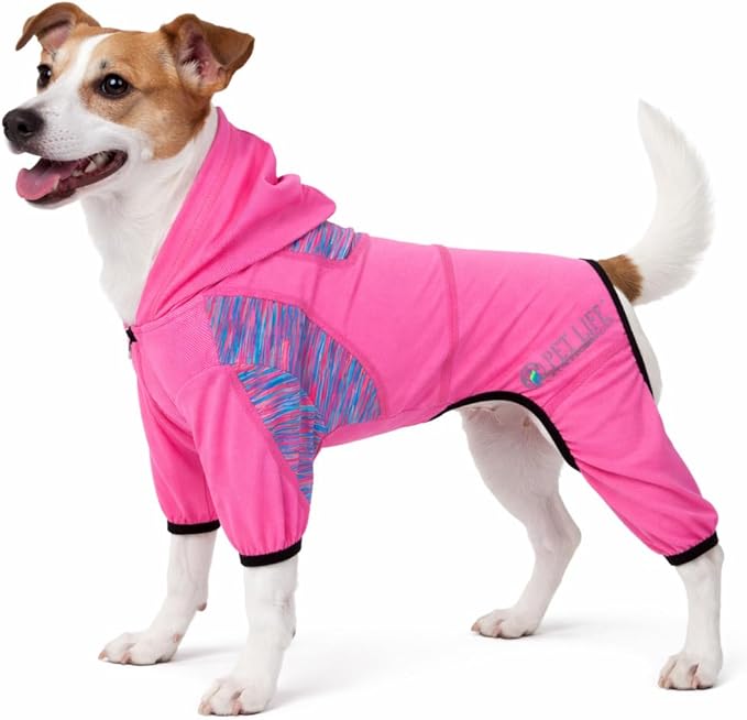 Pet Life ® Active Pawsterity Mediumweight 4-Way-Stretch and Quick Dry Yoga Fitness Year-Round Hooded Tracksuit Dog Sweater