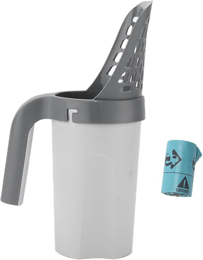 Focket Cat Litter Scooper, Deep Shovel with Trap Door Design for MessFree Cleaning, Litter Scooper with Integrated Waste Container Holder for Pet Owners
