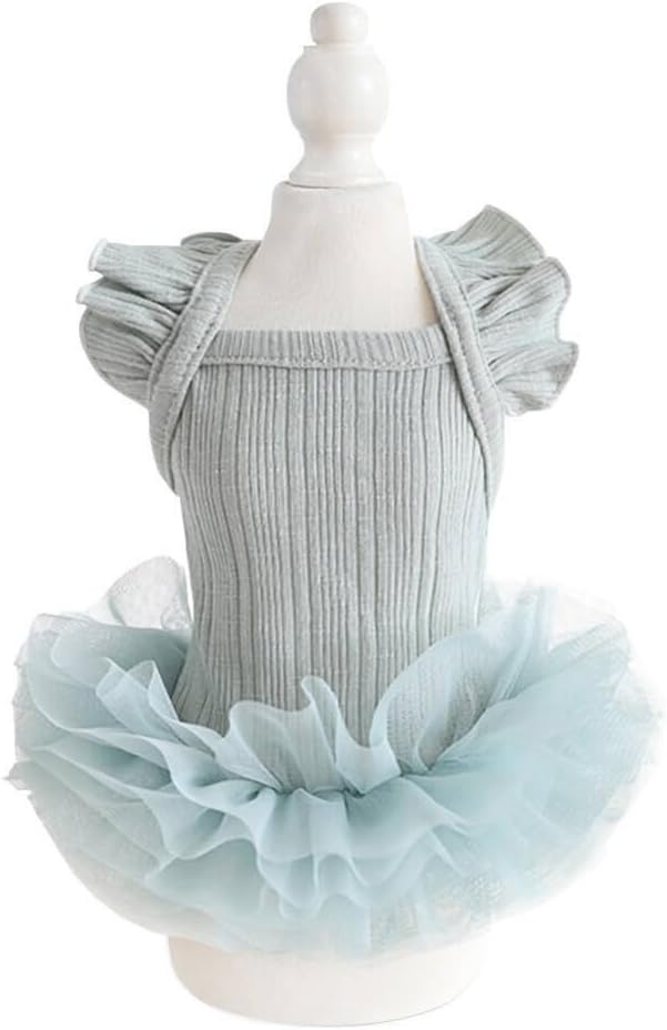 Hdwk&Hped Small Dog Dress Breathable Summer Dog Dress for Puppy Cats Girl Female Tutu Cake Skirt Princess Dress for Birthday Party Costume (Tutu Skirt - Cyan, Small)