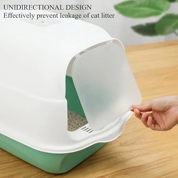 Hooded Cat Litter Box - Fully Enclosed Pet Toilet with Lid, Pink, 19.7" L X 13.8" W X 13" H - Easy Clean Handheld Design for Kitten & Cat Hygiene (Black)