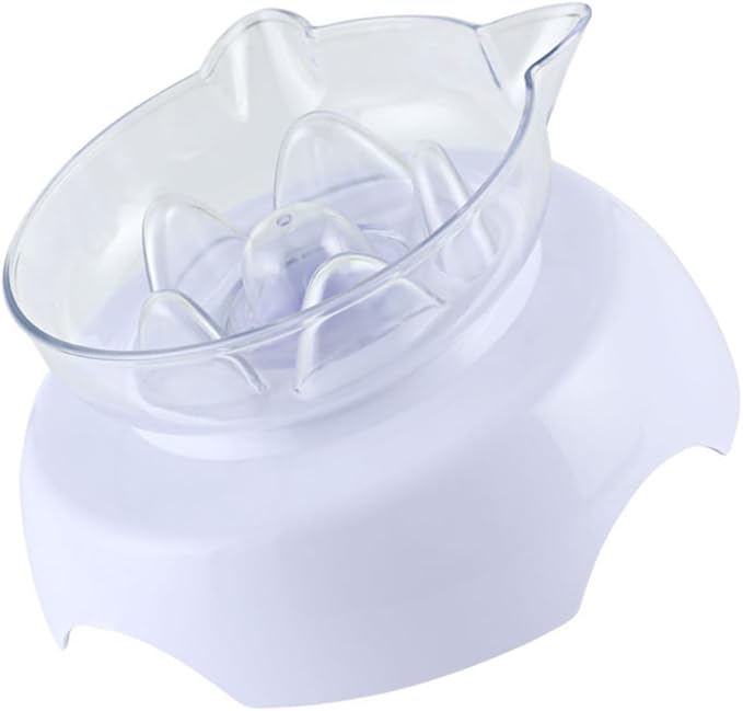 Tilted Cat Food Bowl 15° Plastic Neck Protective Pet Drinking Feeder Raised Raised Base Suitable for Cats Feeding and Watering