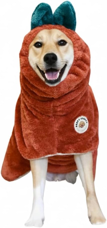 DERPYCHAPPY Premium Dog Towel Robe & Dog Bathrobe for Drying Dogs Made in Korea | Super Absorbent Quick & Adjustable Microfiber Bath Towel for Cats & Puppy Robes After Bath | Soft Warm Drying Coat