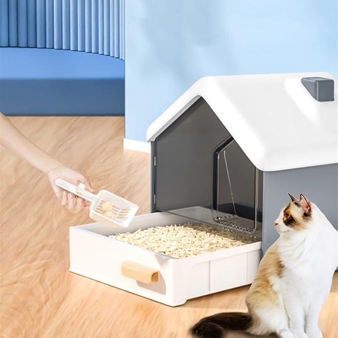 Pet Supplies, Hooded Cat Litter Box - Privacy, No Mess, Portable & Easy Clean(Pink)
