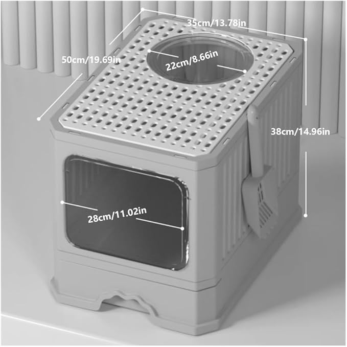 Pet Supplies, Foldable Covered Cat Litter Box with Scoop & Top/Dual Entry(Yellow)