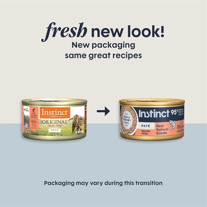 Instinct Pate Entrees, Wet Canned Cat Food, Grain-Free - Real Salmon, 3 oz. Cans (Pack of 24)