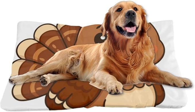 Cute Turkey Illustration Dog Beds Washable Pet Mats Dog Bed Mats for Couch Warm Mat Non- Slip Bottom Friendly Furniture Multi- Scenario Cat Mat Gift Printed 24× 18 Inch