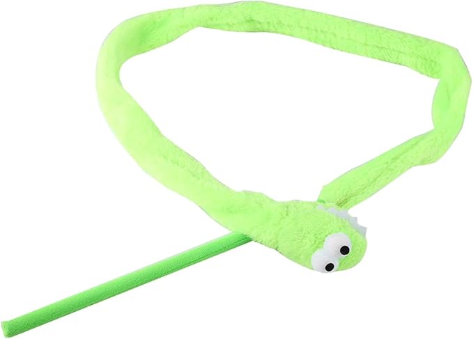 Cat Toy Snake, Serpentine Mint Cat Teasing Stick Enhance Bond with Cats, Pet Stress Relief and Interactive Toys (Green)