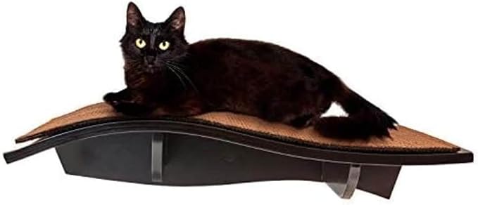 Arf Pets Cat Shelf, Wall-Mounted Desined Wooden Cat Perch - Holds Cats Up to 44 Lb