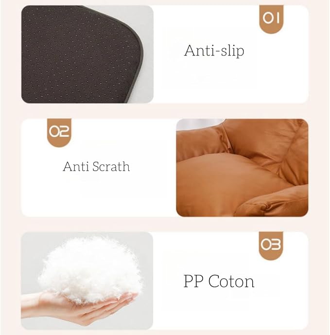 Dog Cat Sofa and Chair PU Leather, Couch Soft Calming Bed for Medium Small Cats and Dogs, Pet Furniture (Coffee, Medium)
