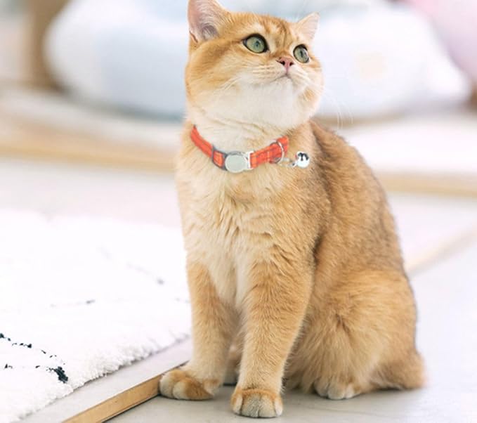 Reflective Cat Collar with Bell, Soft Nylon Break Away Kitten Collar with Bells, Breakaway Dog Collars for XXS Xs Small Tiny Little Girl Pet Dogs, Neck 7-11 Inch Hot Pink