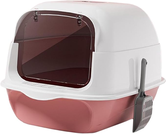 Hooded Cat Litter Box with Lid Enclosed Covered Cat Toilet Potty for Kittens Pets-