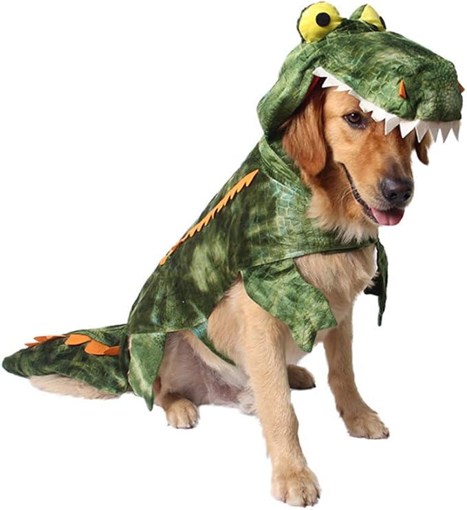 Mogoko Funny Dog Crocodile Costumes, Pet Halloween Alligator Cosplay Dress, Adorable Cat Apparel Animal Warm Outfits Clothes(S Size)