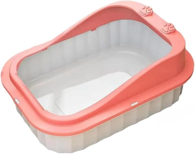Cat Litter Tray cat Toilet Anti Splash Supplies Semi Enclosed Tall Detachable Kitty Litter Pan Cat Litter Tray 11.42" W x 6.3" H x 16.45" L (Pink)