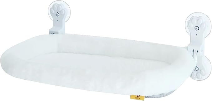 Cordless Cat Window Perch with 4 Suction Cups, Sturdy & Soft Cat Window Hammock, One-Tap Fold Up Cat Window Seat, Great for Indoor Cats, Soft Reversible Cushion, Can Hold Weight Upto 40lbs