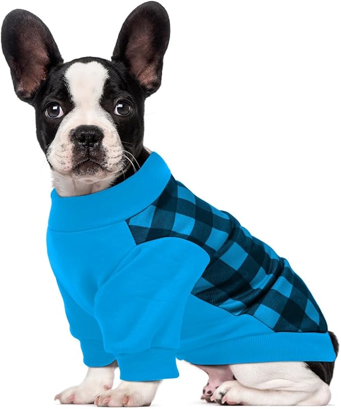 Ugly Christmas Dog Sweater – Soft & Warm Turtleneck Dog Outfit with Leash Hole, Cold-Weather Coat for Dogs & Cats, Perfect for Christmas (Blue, Small)