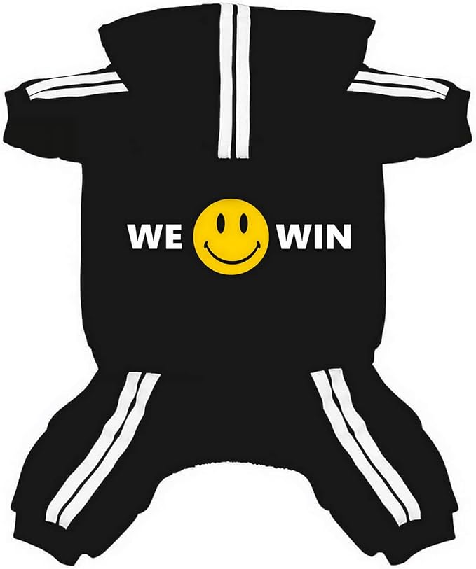 Weowin Pet Outfit - Cute Dog Hoodie Tracksuit Sweater Winter Clothes Pajamas Jumpsuit 4-Legs Black for Puppy Small Medium Large Dogs Girl or Boy (Medium)