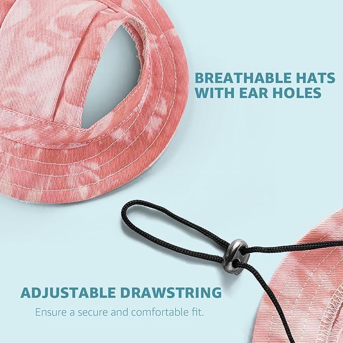 Cat Sun Hat, Baseball Cap with Ears Exposed, Outdoor Sports Hat, Suitable for Small Cats (Pink, Small)