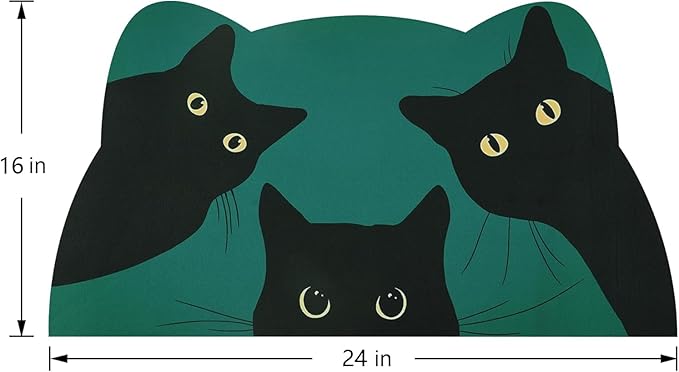 Cat Food Mat - Pet Feeding Mat for Floor, Non-Slip, Waterproof, Super Absorbent, Easy to Clean, Blue, Cat, Dog 15.9''x23.8''