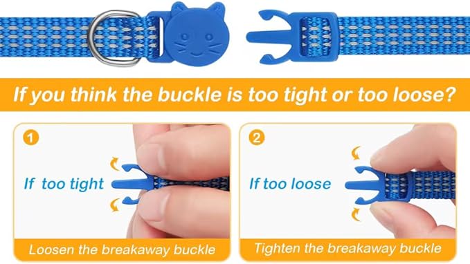 Upgraded Version 6 Pack Reflective Cat Collars with Bell,Breakaway Safety Kitten Collar,Adjustable 7''-12'',for Girl Boy Cats,Pet Supplies,Stuff,Accessories