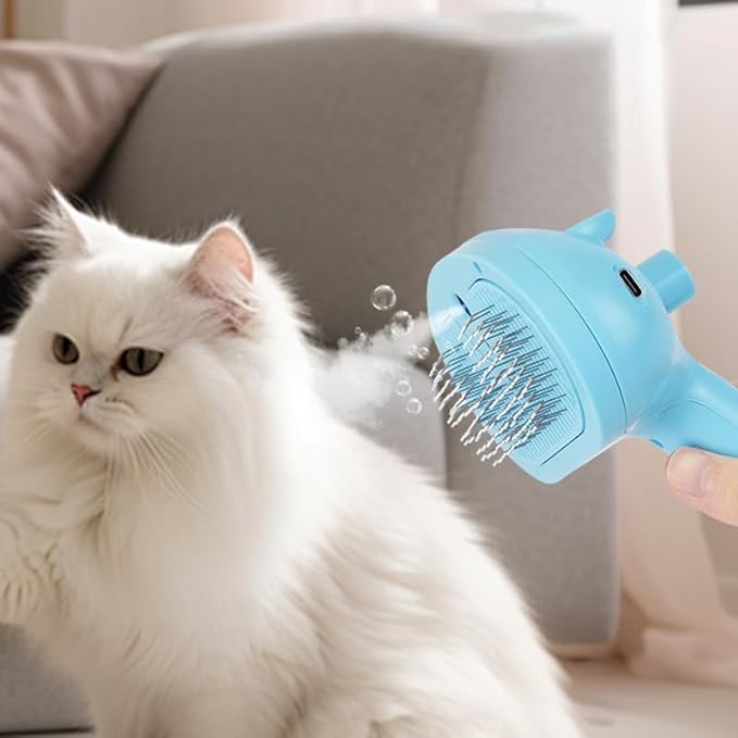 YFL Cat Steam Brush for Indoor Cats & Dogs, Self Cleaning Cat Brush for Shedding, Mist Spray Grooming Comb, USB Rechargeable Anti-Static Deshedding Tool for Long & Short Hair Pets