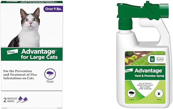 Bundle of Advantage Topical Flea Treatment and Prevention for Large Cats Over 9 lbs. + Advantage Yard & Premise Spray 32 oz.