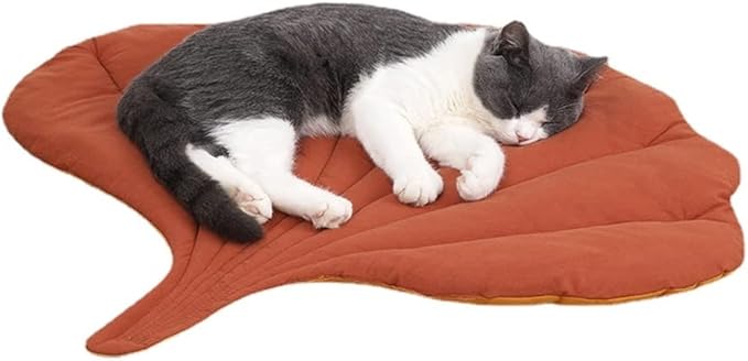 Cat Mattress Leaf Shape Cat Nest Cat and Dog Double-Sided Available Floor Mat Cover Pad Warm and Comfortable Cartoon Cat Bed Indoor Warm Accessories (Ginkgo Leaves)