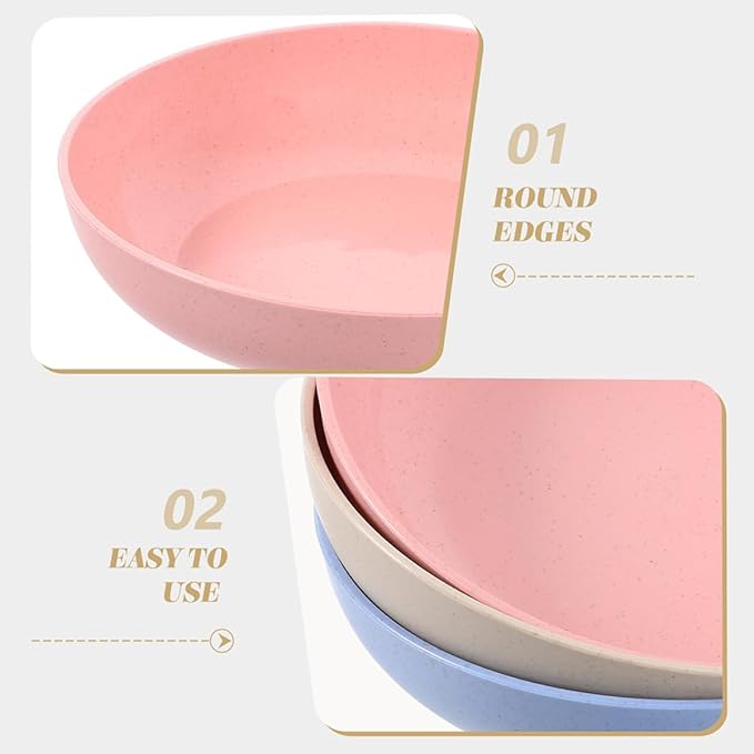 VICASKY 12pcs Shallow Plastic Cat Bowls for Feeding and Watering Indoor Cats Kitten Food Dish Wide Whisker-Friendly Pet Supply Set in Beige Pink and Blue