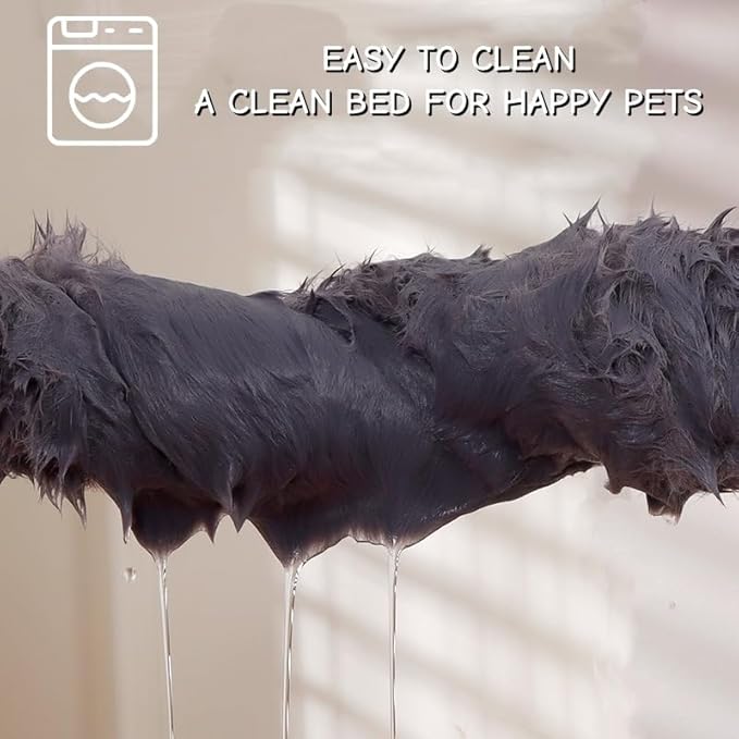 Cat Bed Mat Dog Crate Pads, Cat Beds for Indoor Cats Small Dogs, Plush Pet Bed Mats Faux Fur Dog Crate Mat with Removable Pillow for Cages/Floor/Couch (Grey,L-23.6 * 35.4 in)