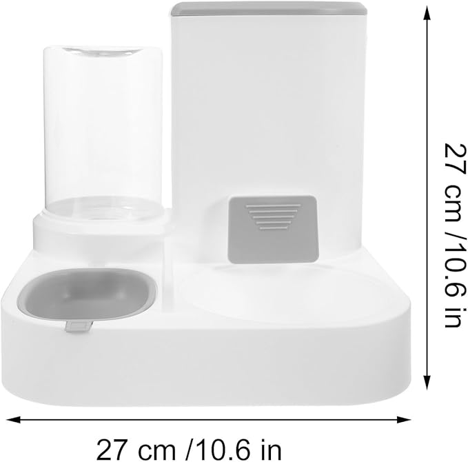 Automatic Pet Food Feeder and Water Dispenser, Large Capacity Dry and Wet Separation, Grey Pet Feeder Station for Cats and Dogs, Suitable for Multi-pet Feeding
