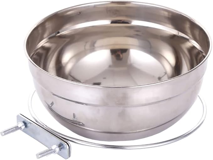 Stainless Steel Hanging Pet Bowls, Dog Crate Food and Water Bowl Metal Coop Cups with Clamp Holder, Detached Dog Cat Cage Kennel Bowl Feeder Dish for Dogs Cats Birds Ferret Rabbit and Small Animals