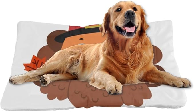 Cute Thanksgiving Turkey Big Dog Beds Easy to Wash Dog Bed Car Pad Soft and Comfortable Pet Bed Non- Slip Bottom Kennel Accessories Multi- Scenario Dogs Beds Gift Printed Mat for Dogs 24× 18 Inch