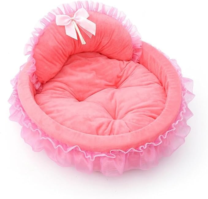 Washable Princess Pet Bed for Small Medium Dogs & Cats - Soft Plush Warm Cave Sofa Cushion, Cozy Snuggle Nest Mat, Cute Comfy Kennel Pad(20.87''X18.9''X20.87'',Pink)