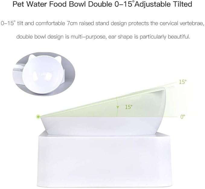 Marchul Cat Bowls, Pet Food Bowls, 15° Tilted Cat Bowl for Indoor Cats, Dog Food and Water Bowl Set