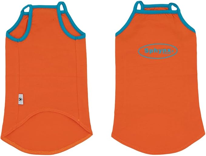 Sphynx Cat Shirt, Breathable Stretchy Cat Summer Vest, Soft Hairless Cats Shirt, Sleeveless Tanktop for Cats Only (Orange, M (3.5-5.5lbs))
